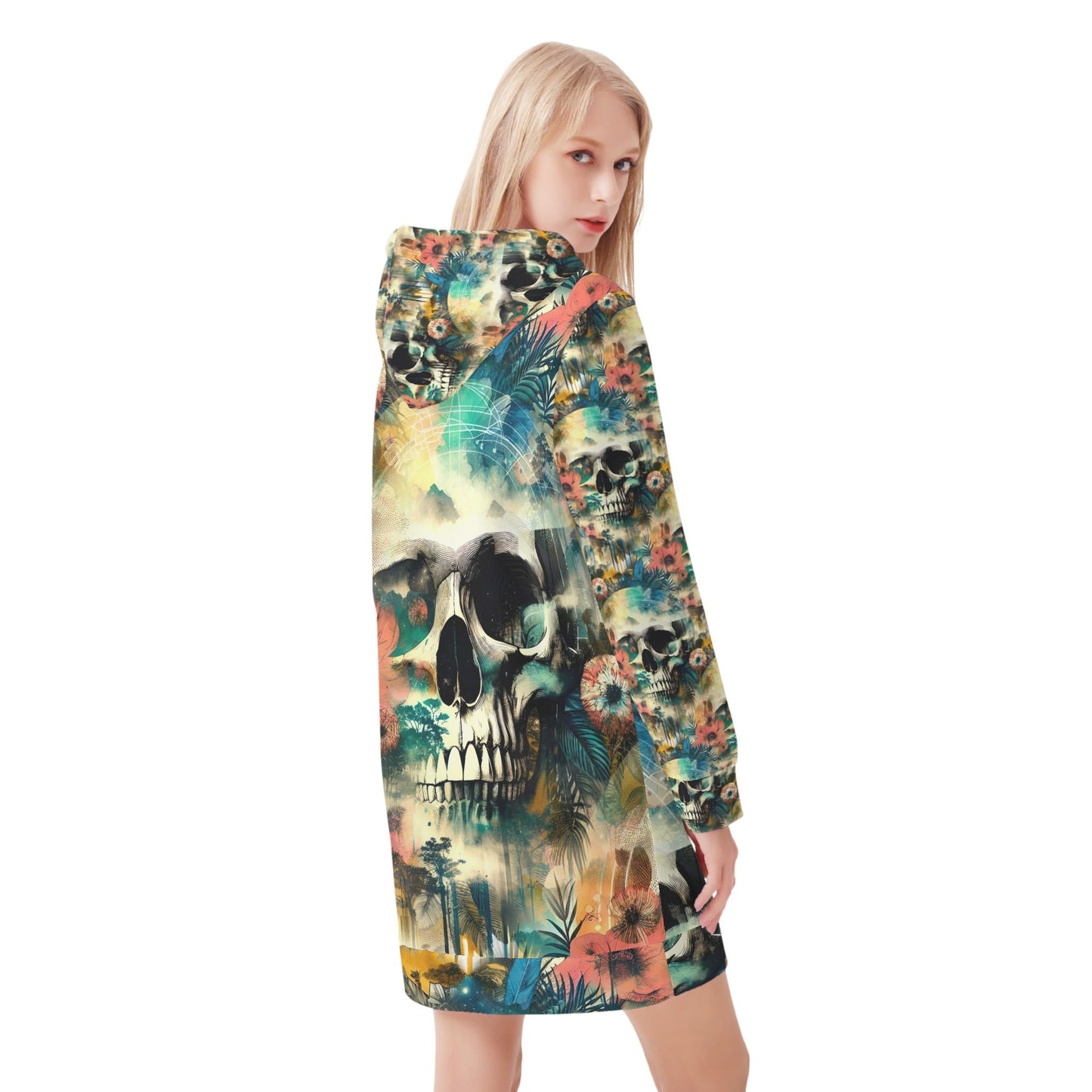 Spaced Out Skull - Hoodie Dress - A Cosmic Tapestry