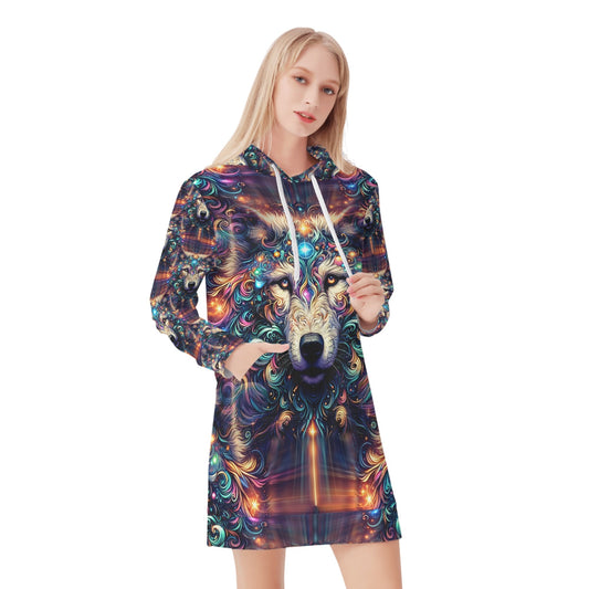 Stardust Wolf - Hoodie Dress - A Cosmic Encounter