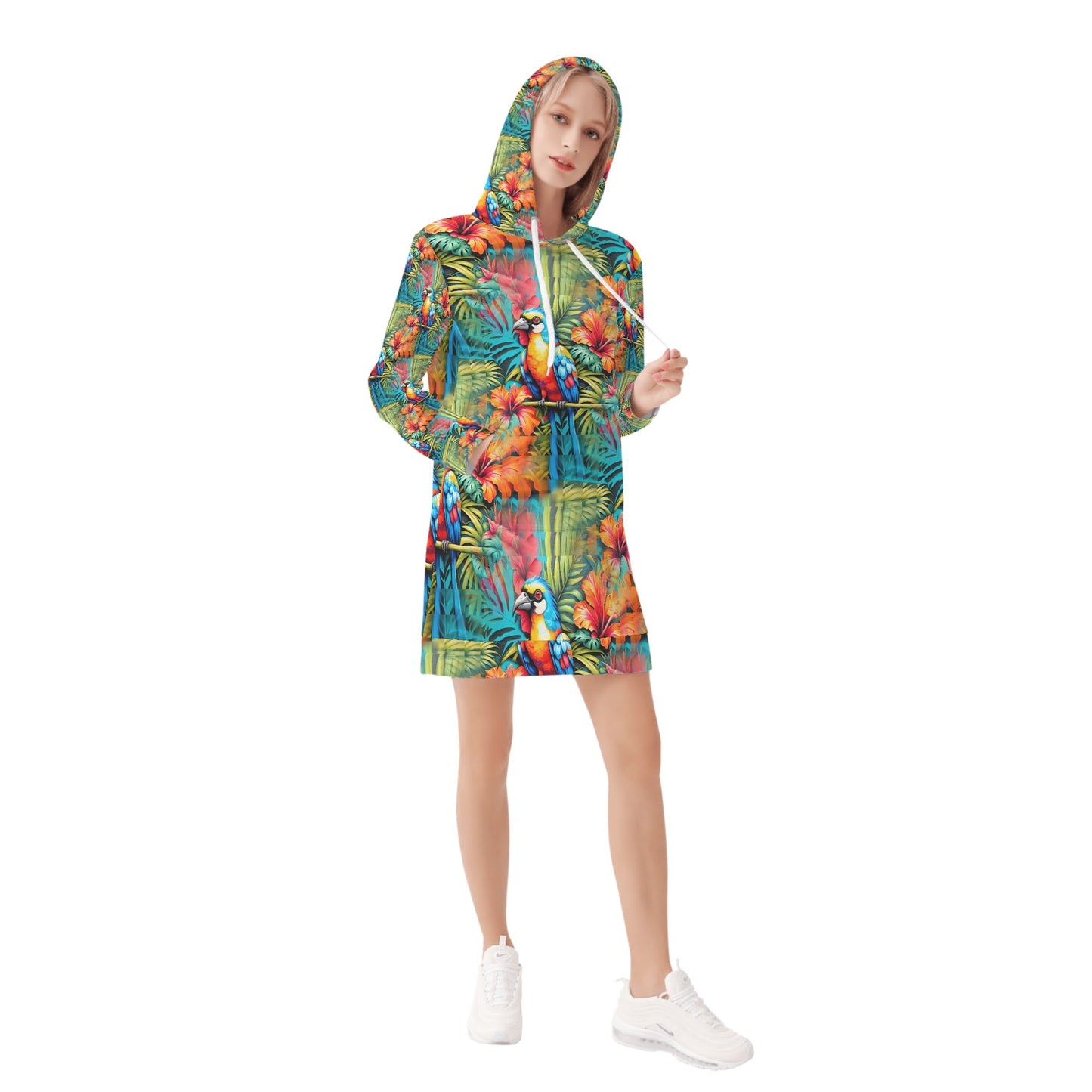 Tropical Paradise - Hoodie Dress - A Vibrant Escape