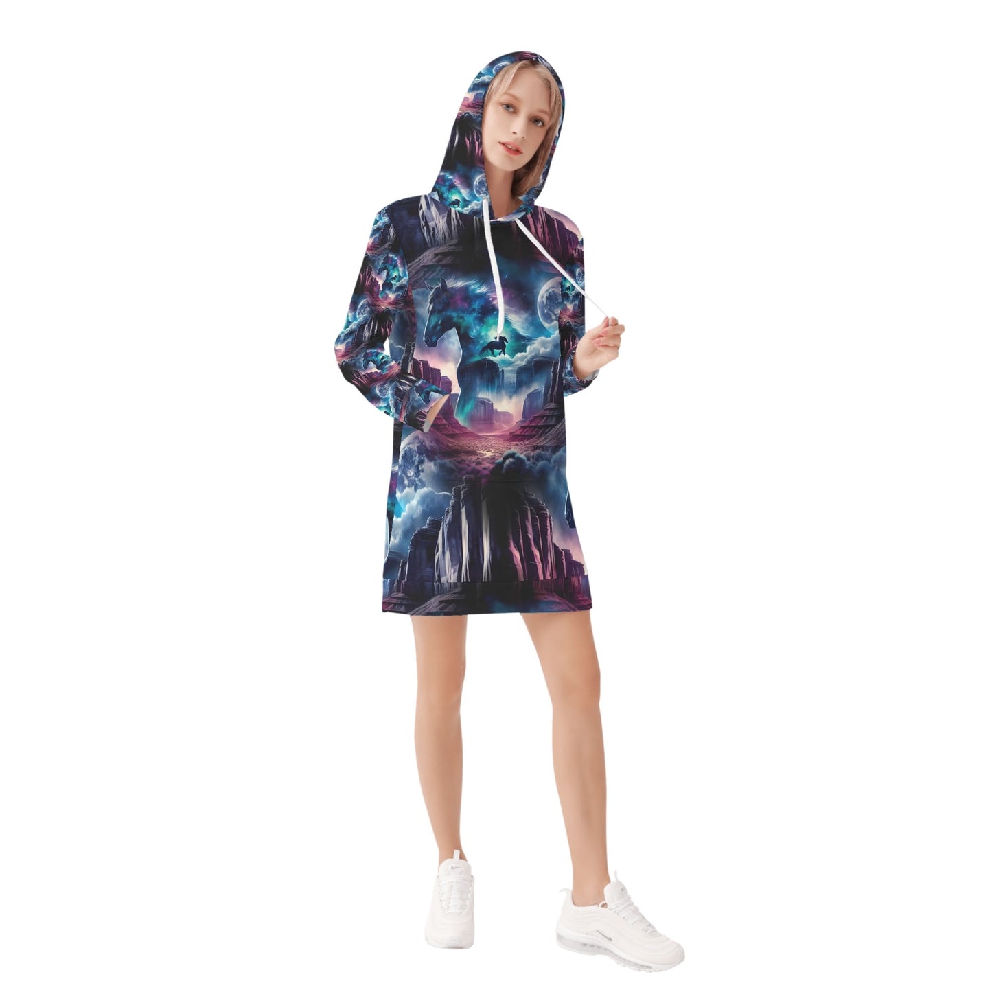 Wild West Wanderer - Hoodie Dress - A Cosmic Cowboy Adventure