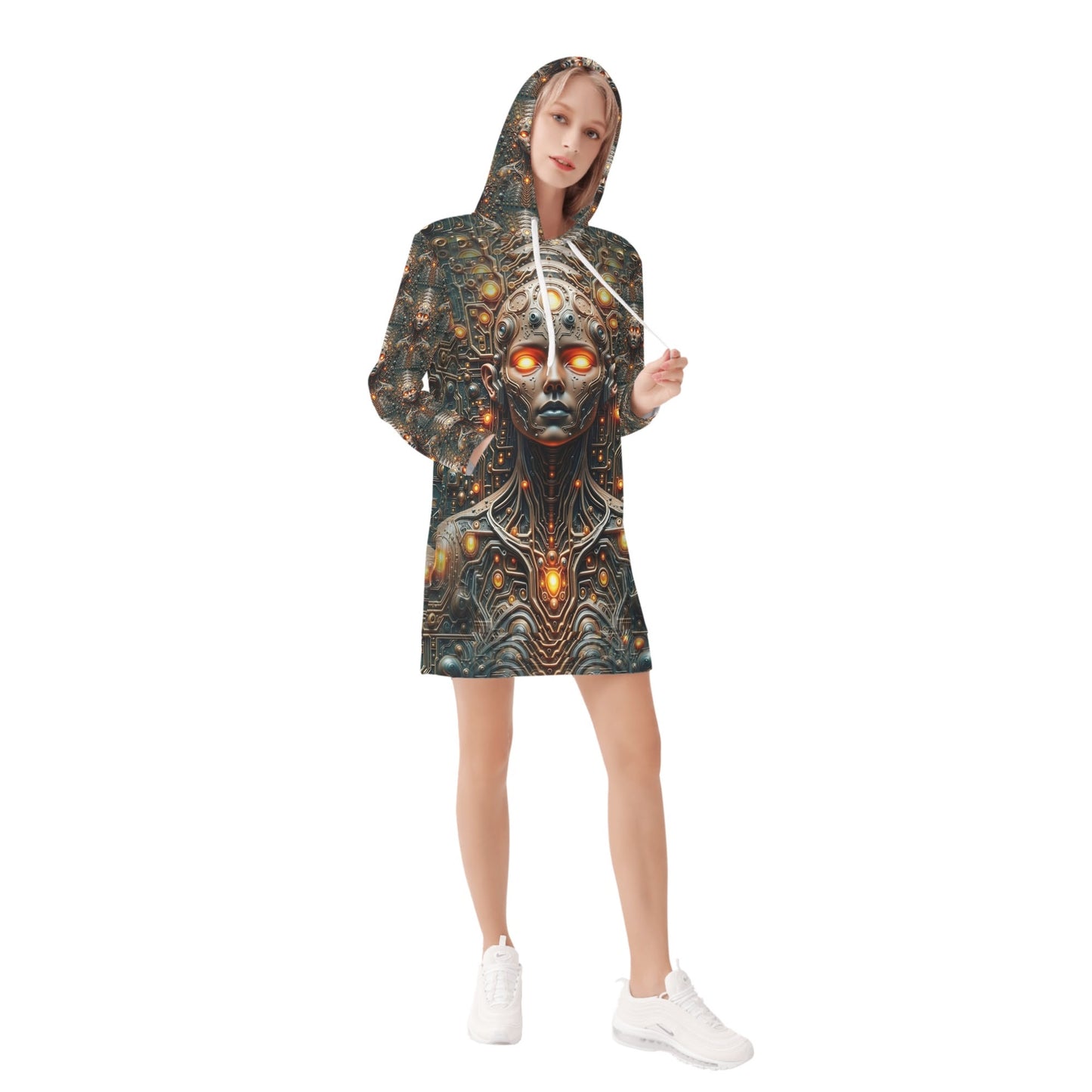 Circuit Soul - Hoodie Dress - A Futuristic Fusion