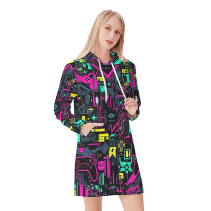 Game Over Galaxy - Hoodie Dress - A Futuristic Fusion