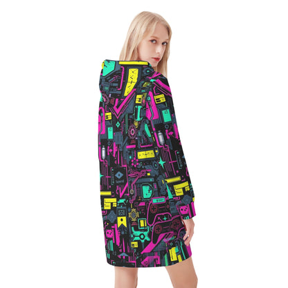 Game Over Galaxy - Hoodie Dress - A Futuristic Fusion