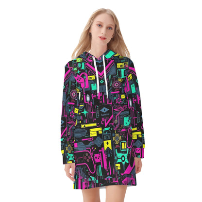 Game Over Galaxy - Hoodie Dress - A Futuristic Fusion