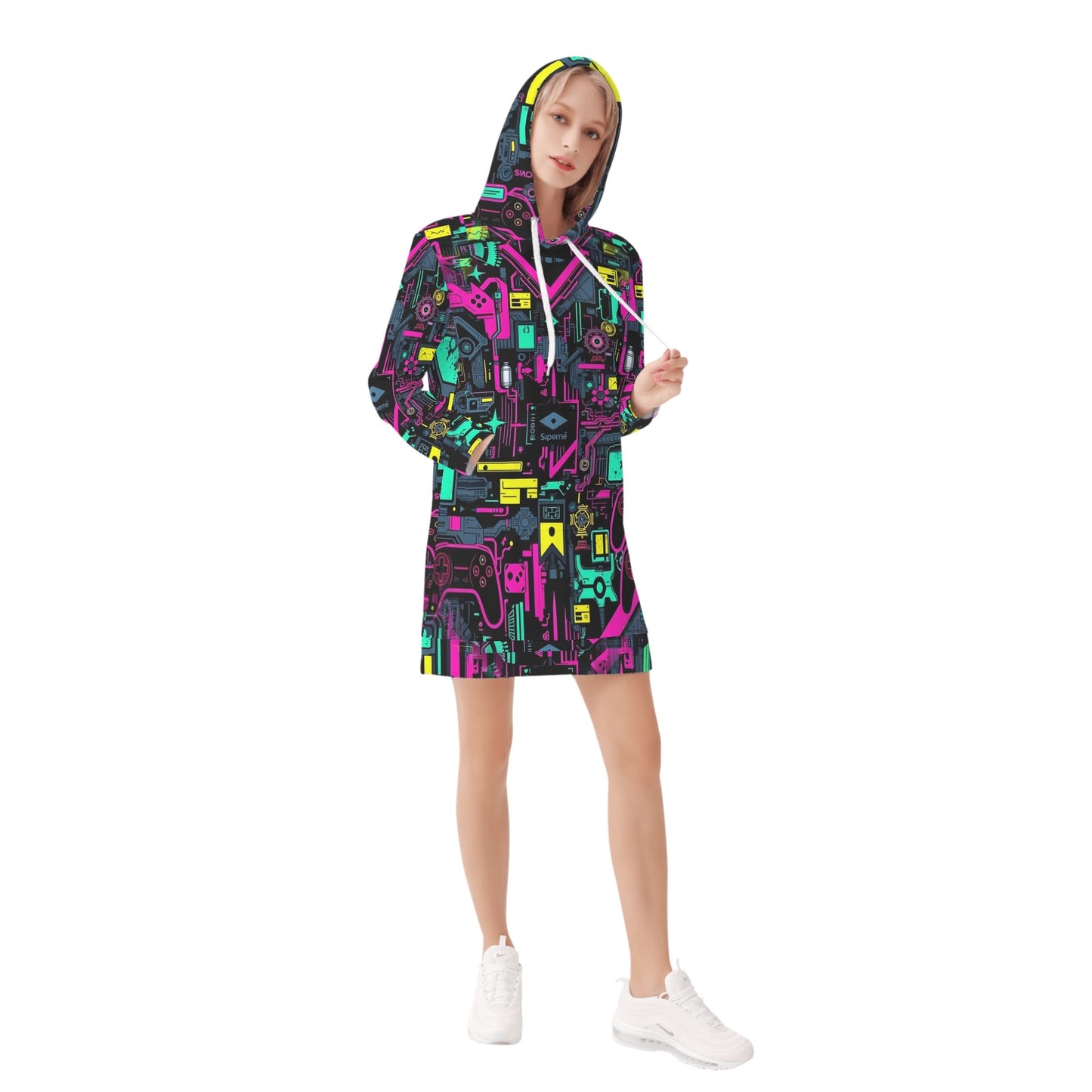 Game Over Galaxy - Hoodie Dress - A Futuristic Fusion