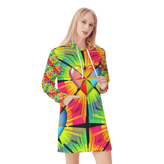 Heartburst - Hoodie Dress - A Vibrant Celebration