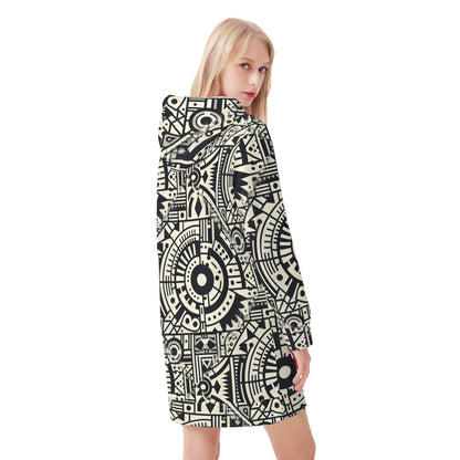 Linear Labyrinth - Hoodie Dress - A Geometric Tapestry