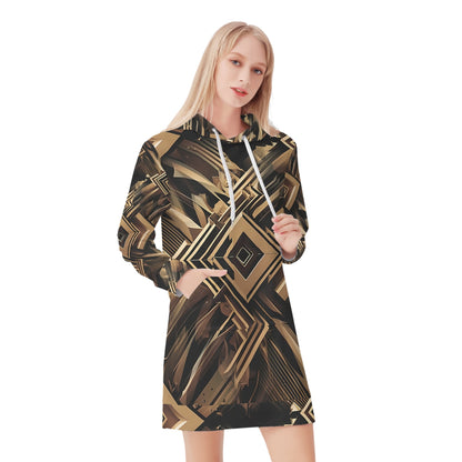 Metallic Maze - Hoodie Dress - A Futuristic Fusion