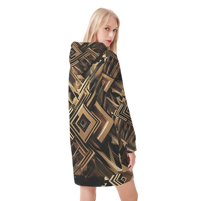 Metallic Maze - Hoodie Dress - A Futuristic Fusion