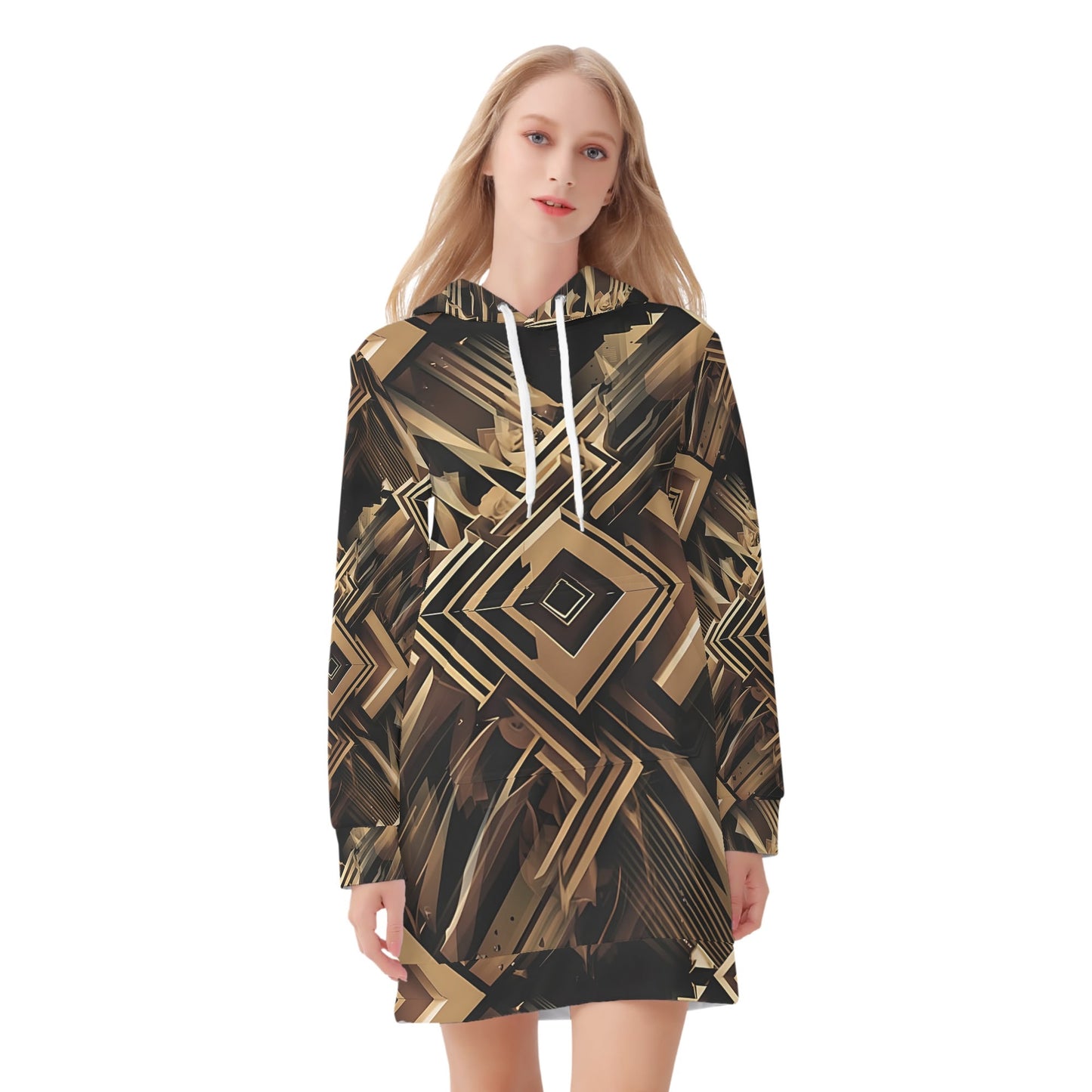 Metallic Maze - Hoodie Dress - A Futuristic Fusion