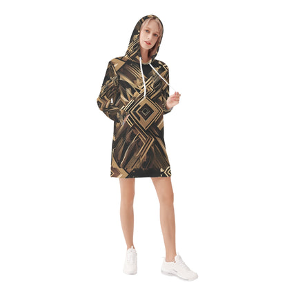 Metallic Maze - Hoodie Dress - A Futuristic Fusion