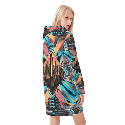 Neon Nights - Hoodie Dress - A Futuristic Fusion