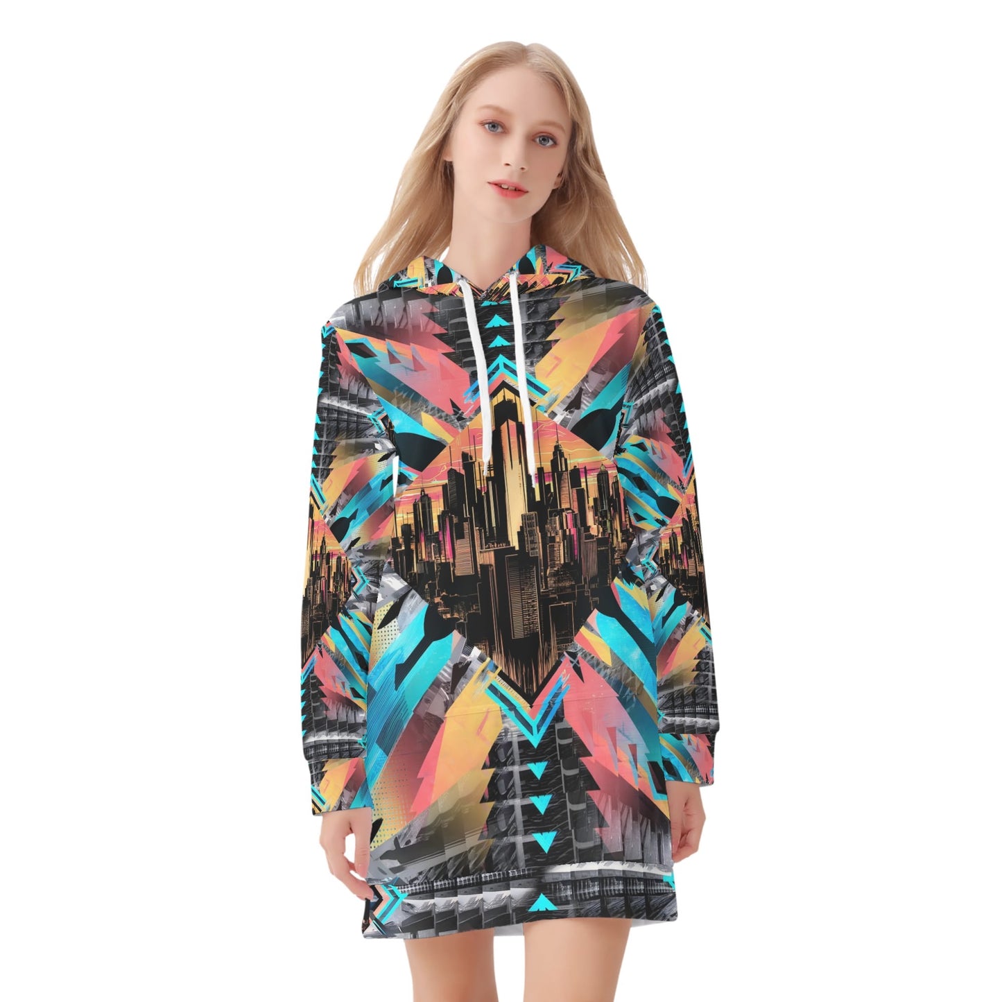 Neon Nights - Hoodie Dress - A Futuristic Fusion