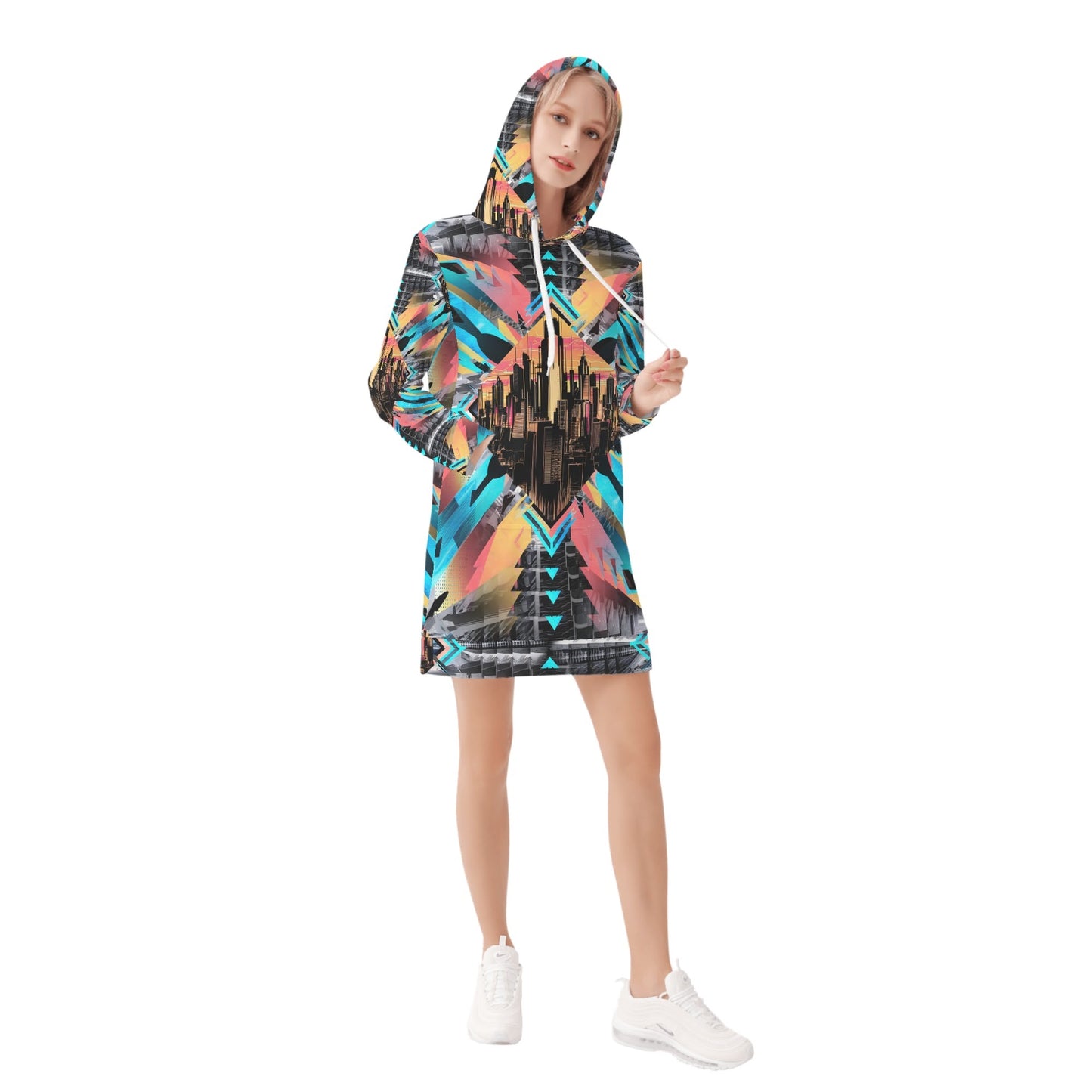 Neon Nights - Hoodie Dress - A Futuristic Fusion