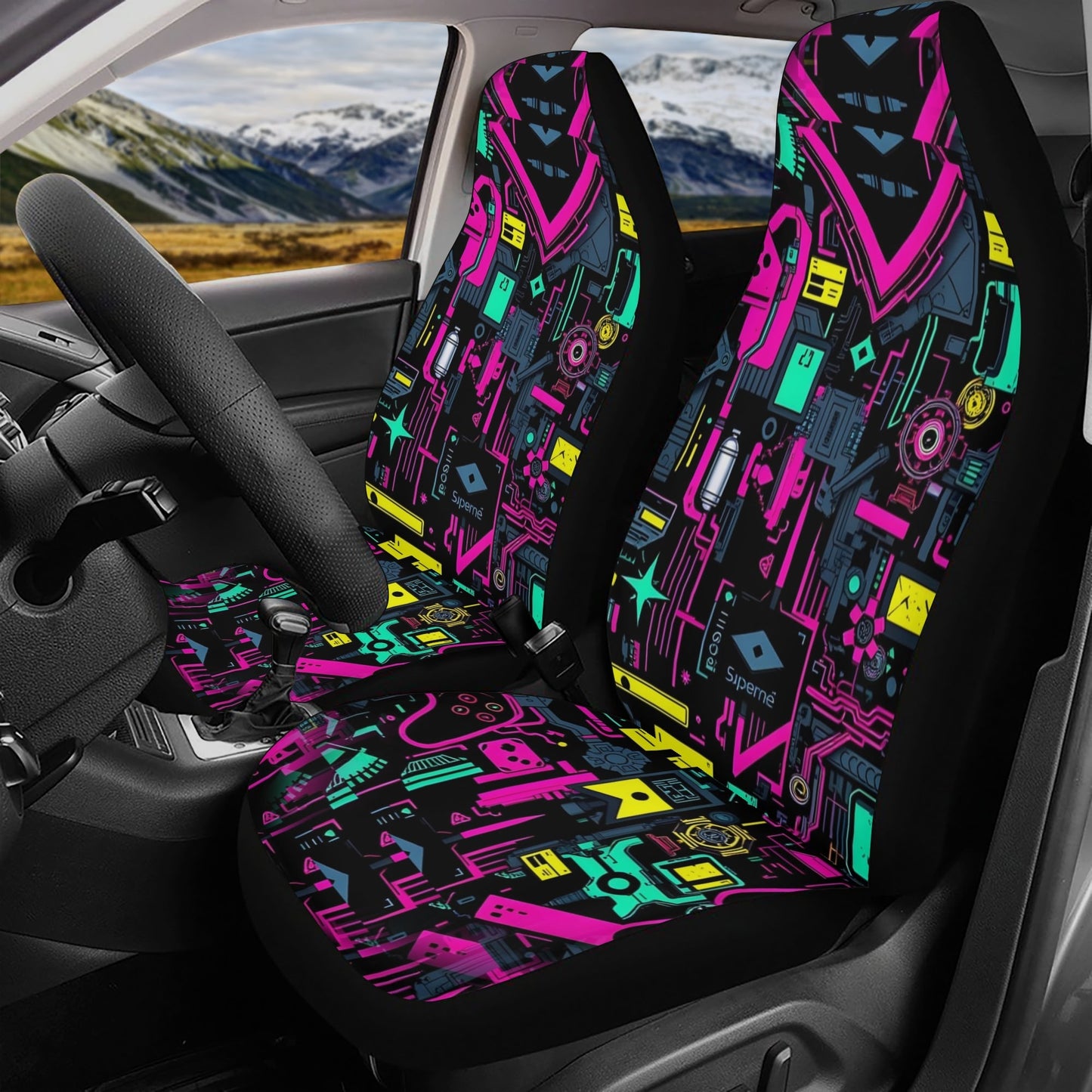 Game Over Galaxy - Car Seat Covers - A Futuristic Fusion