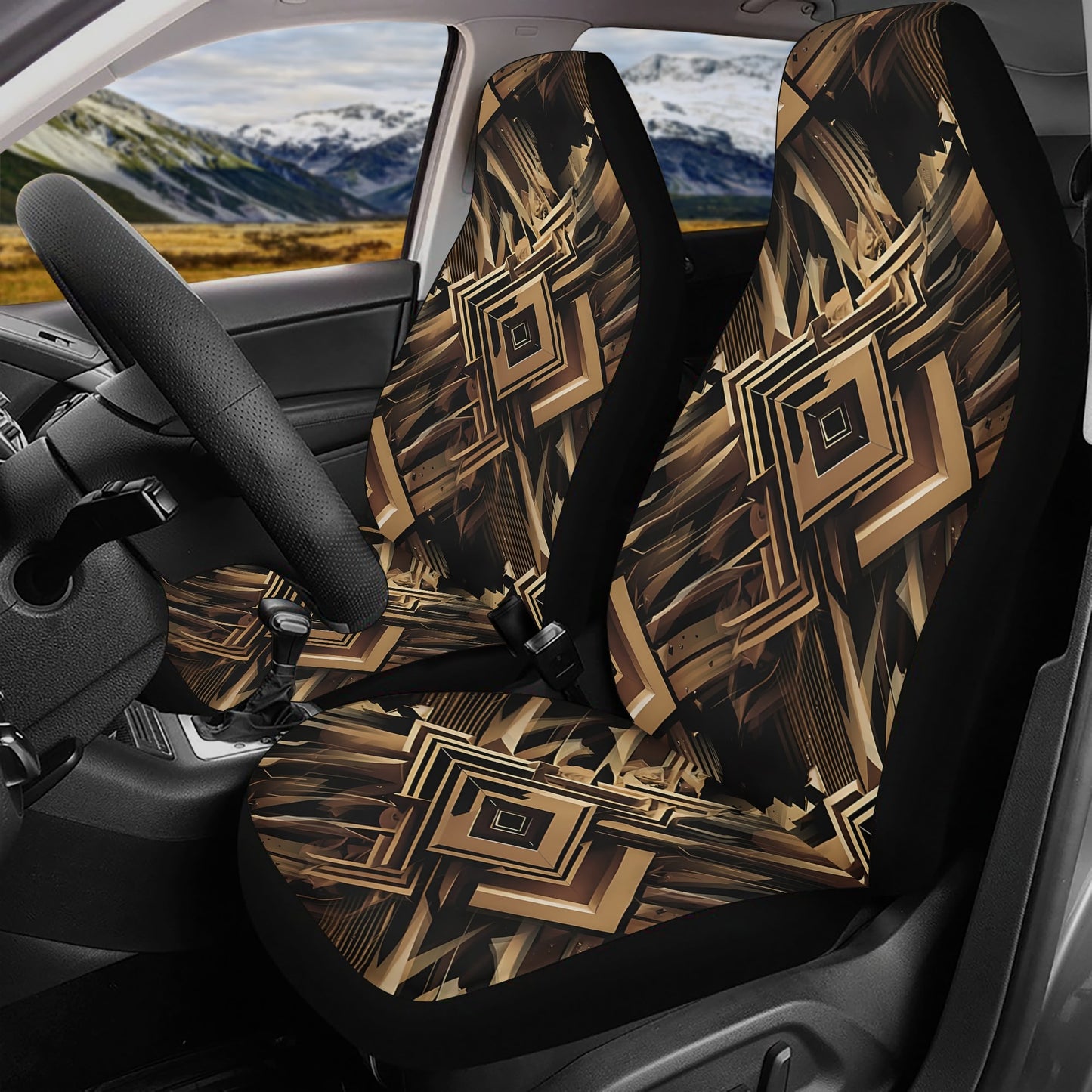 Metallic Maze - Car Seat Covers - A Futuristic Fusion