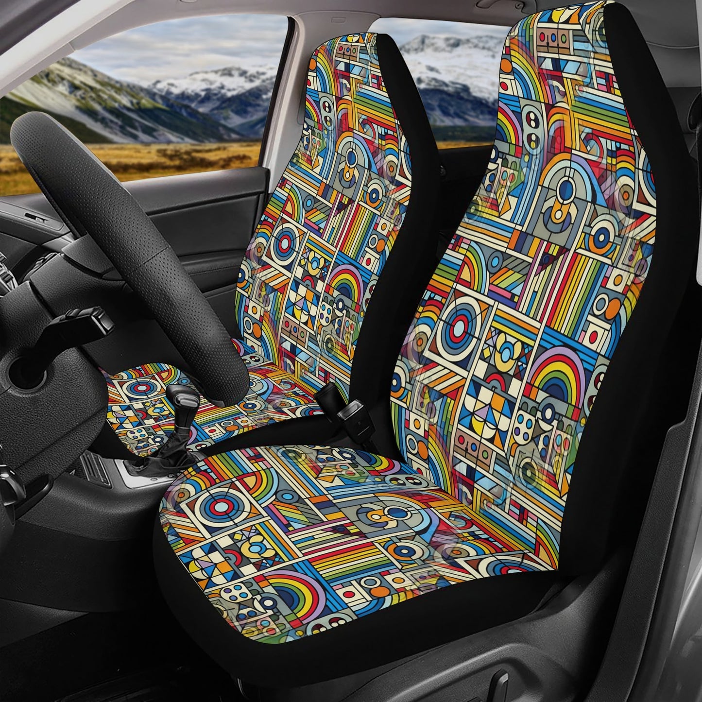 Rainbow Riot - Car Seat Covers - A Vibrant Explosion