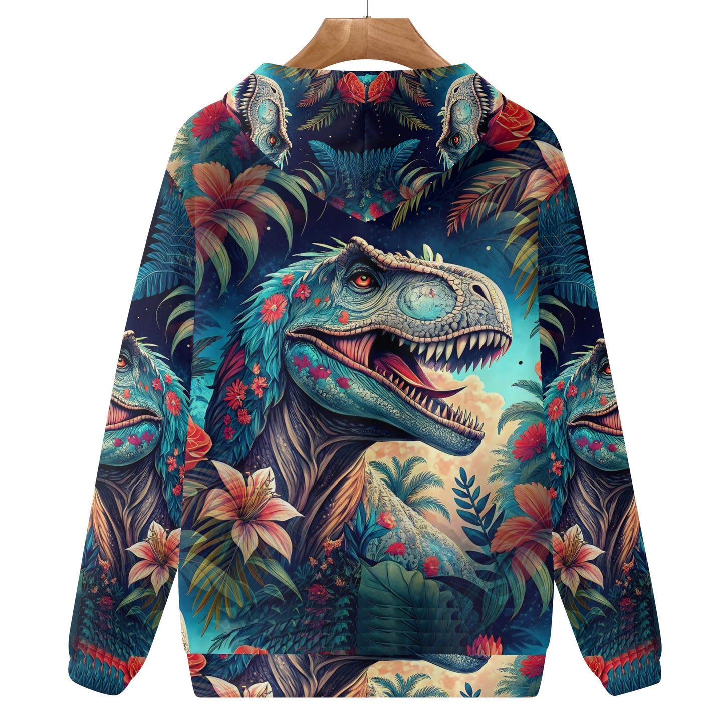 Dino Bloom - Unisex Hoodie - A Prehistoric Paradise