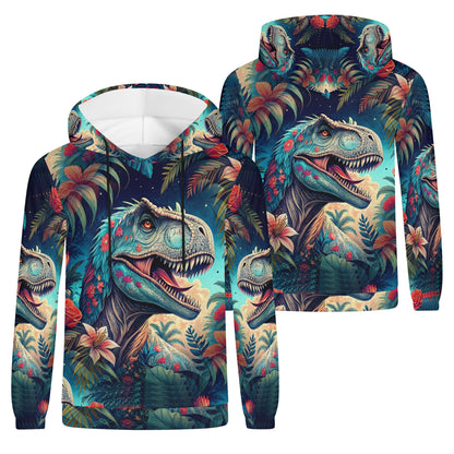 Dino Bloom - Unisex Hoodie - A Prehistoric Paradise