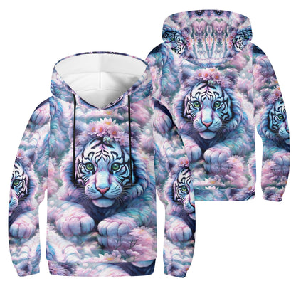 Adorable White Tiger - Kids Hoodie - A Magical Encounter