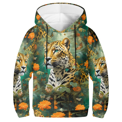 Leopard Flora - Kids Hoodie - A Jungle Adventure