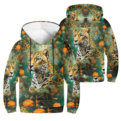 Leopard Flora - Kids Hoodie - A Jungle Adventure