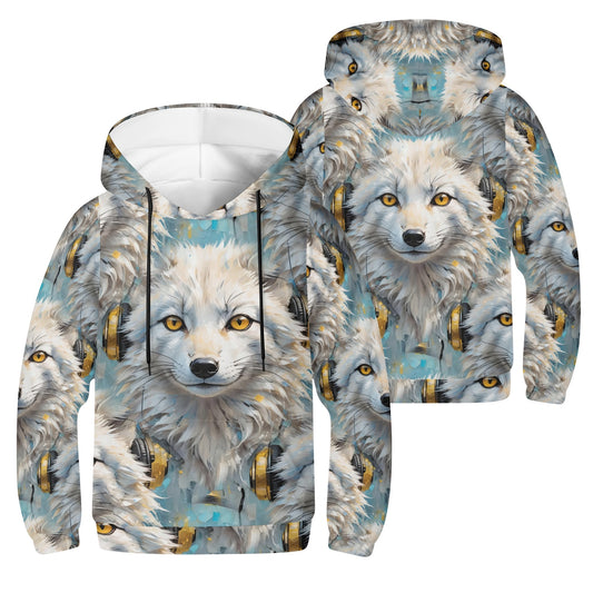 Snowy Fox Beats - Kids Hoodie - A Winter Wonderland Vibe