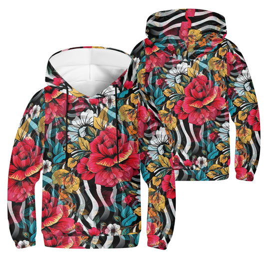 Floral Frenzy - Kids Hoodie - A Vibrant Tapestry