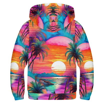 Oceans Kiss - Kids Hoodie - A Tropical Sunset