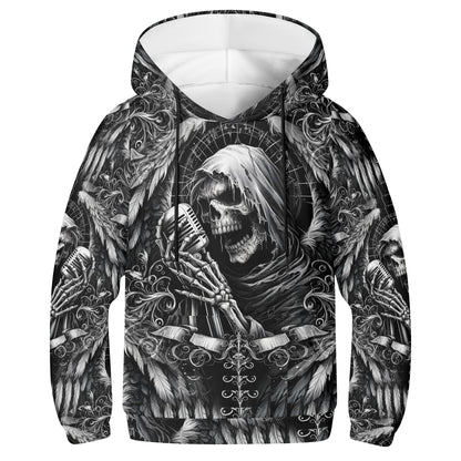 Shadowy Singer - Kids Hoodie - A Haunting Harmony