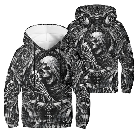 Shadowy Singer - Kids Hoodie - A Haunting Harmony