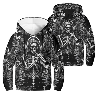 Trumpet of the Dead - Kids Hoodie - A Haunting Harmony