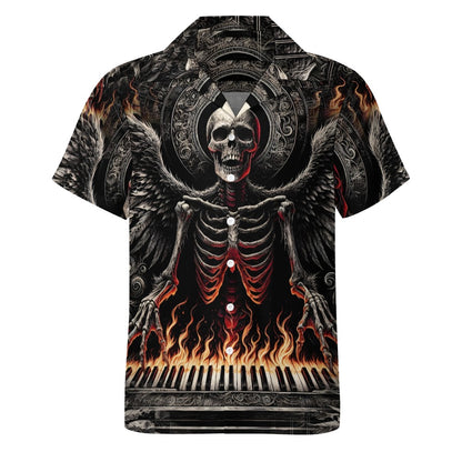 Piano of Souls - Cuban Collar Shirt - A Haunting Harmony