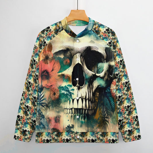 Spaced Out Skull - All-Over-Print Baseball Jacket