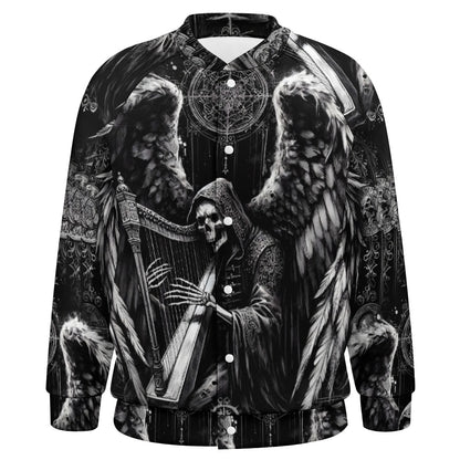 Harp of Shadows Gothic Baseball Jacket - A Haunting Harmony