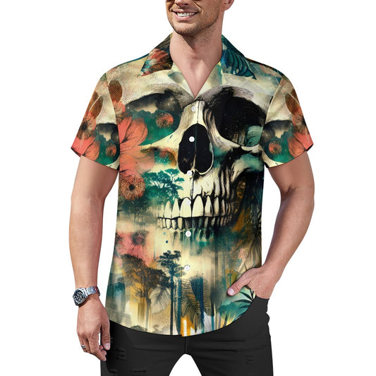 Spaced Out Skull - Cuban Collar Shirt