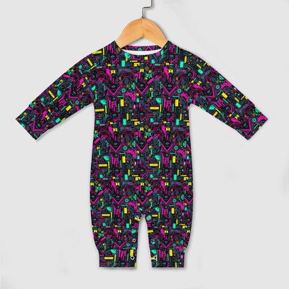 Game Over Galaxy Patterned Baby Onesie - A Futuristic Fashion Statement