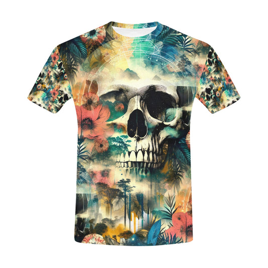 Spaced Out Skull - Unisex All Over Print T-Shirt