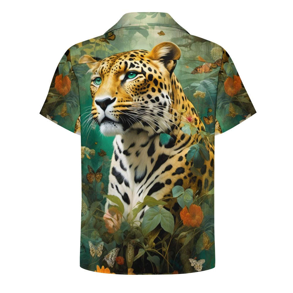 Leopard Flora - Cuban Collar Shirt