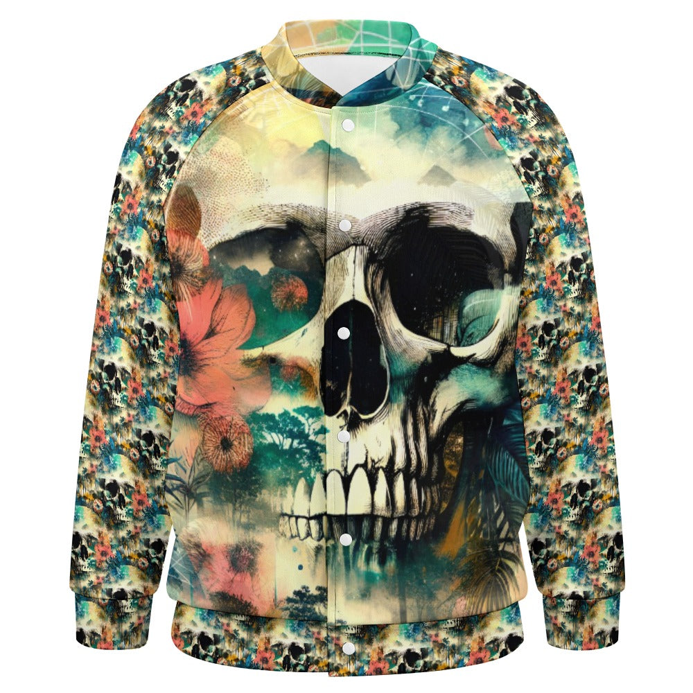 Spaced Out Skull - All-Over-Print Baseball Jacket