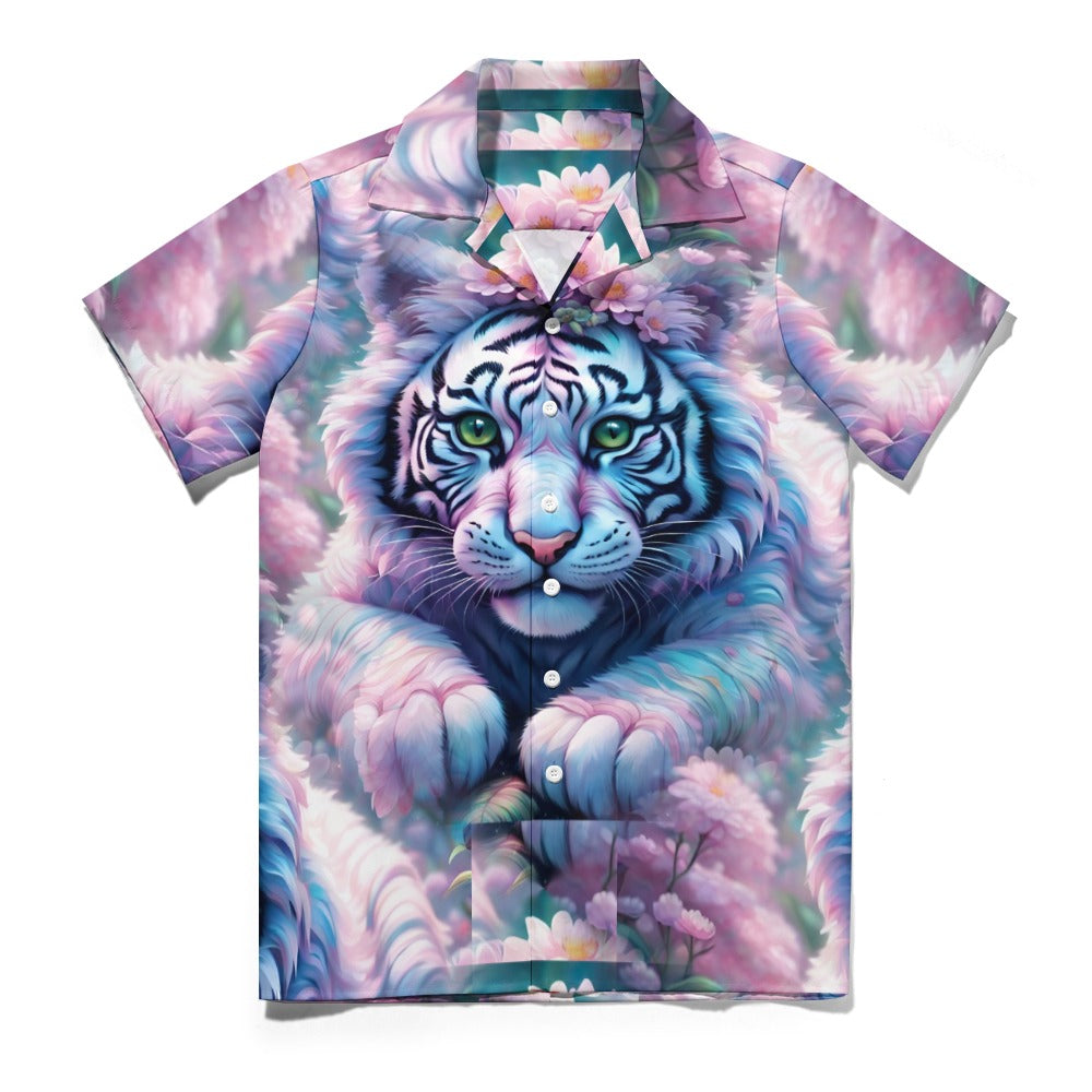 Adorable White Tiger - Cuban Collar Shirt