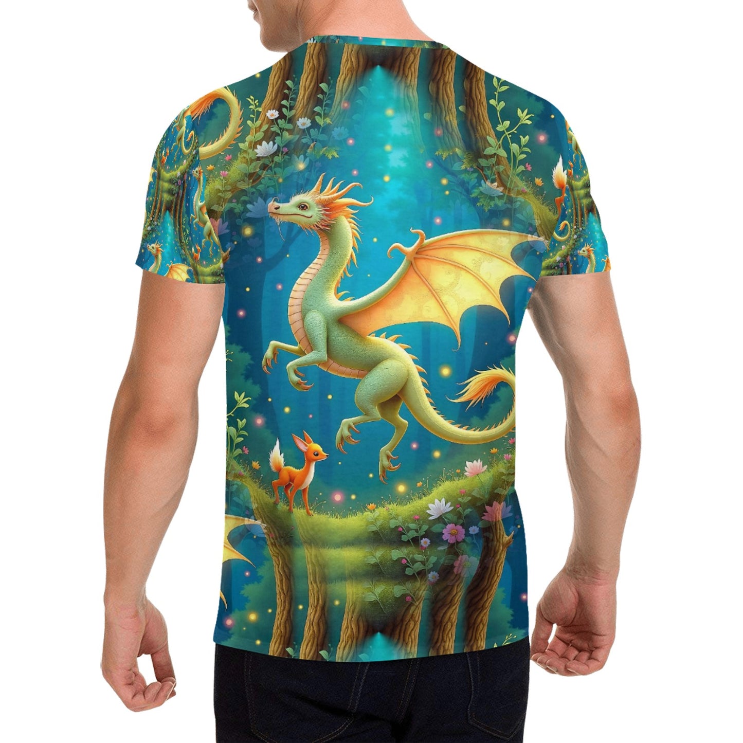 Dragon's Daydream - Unisex All Over Print Enchanted Forest T-Shirt