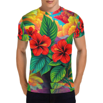 Hibiscus Haven - Unisex All Over Print Tropical Paradise T-Shirt