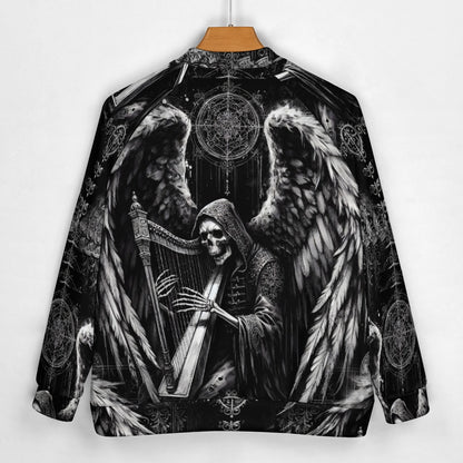 Harp of Shadows Gothic Baseball Jacket - A Haunting Harmony