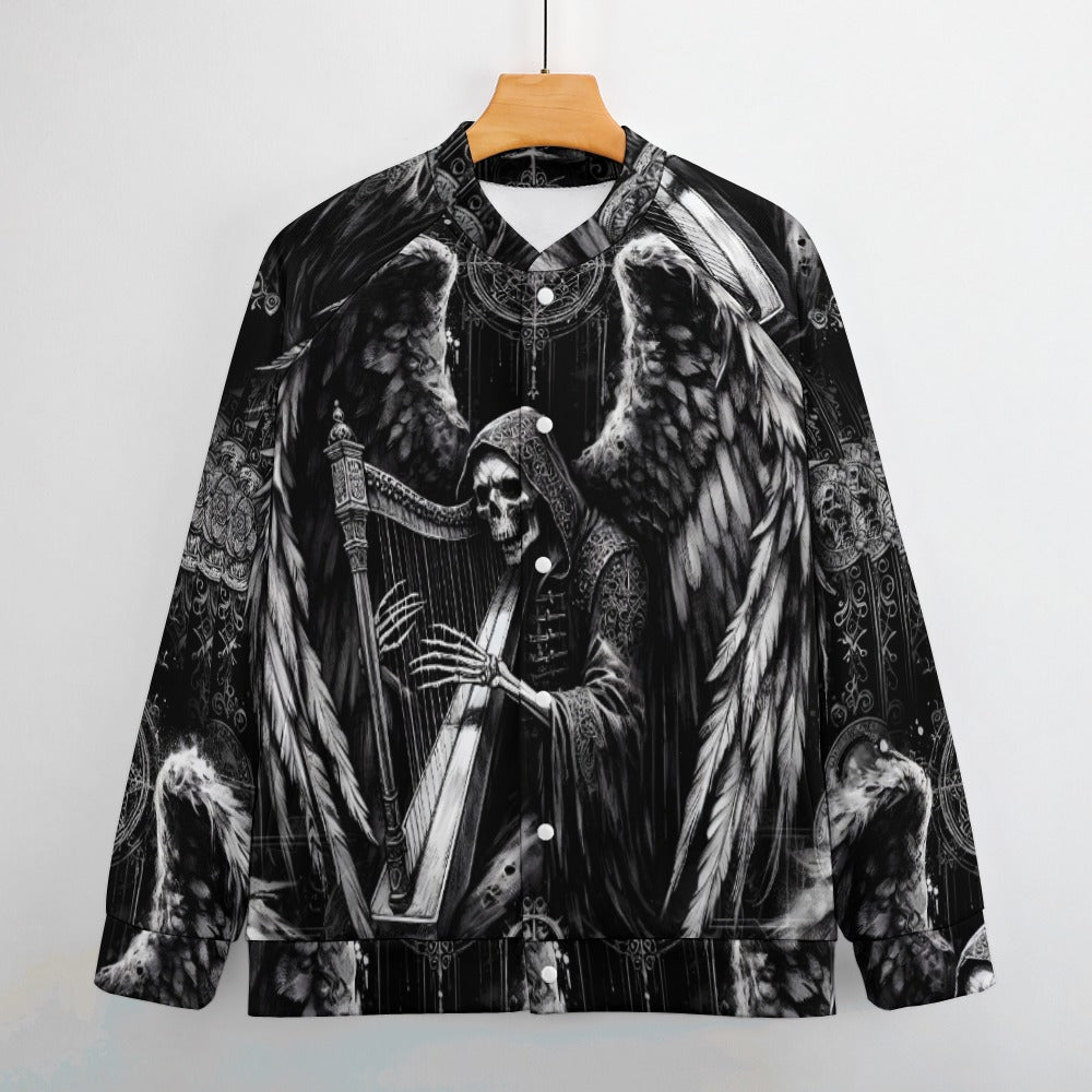 Harp of Shadows Gothic Baseball Jacket - A Haunting Harmony