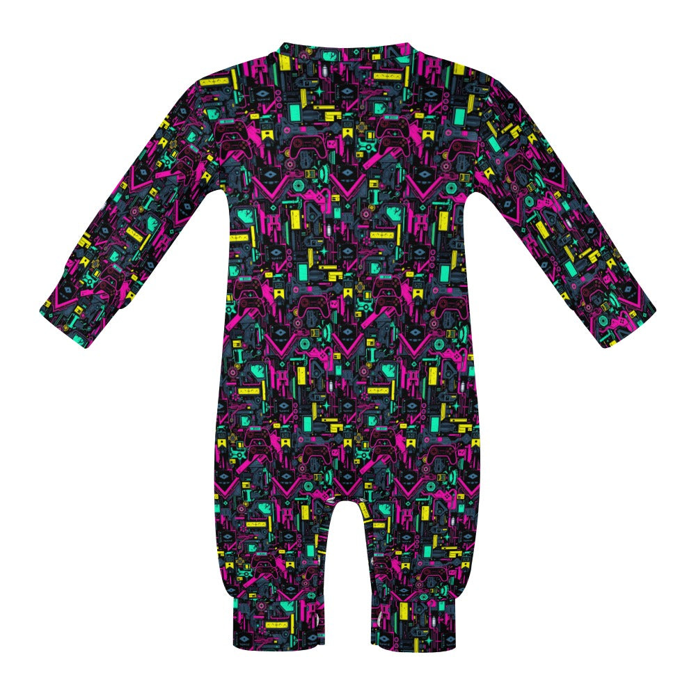 Game Over Galaxy Patterned Baby Onesie - A Futuristic Fashion Statement