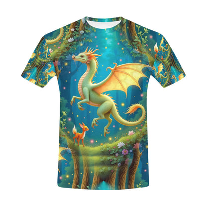 Dragon's Daydream - Unisex All Over Print Enchanted Forest T-Shirt