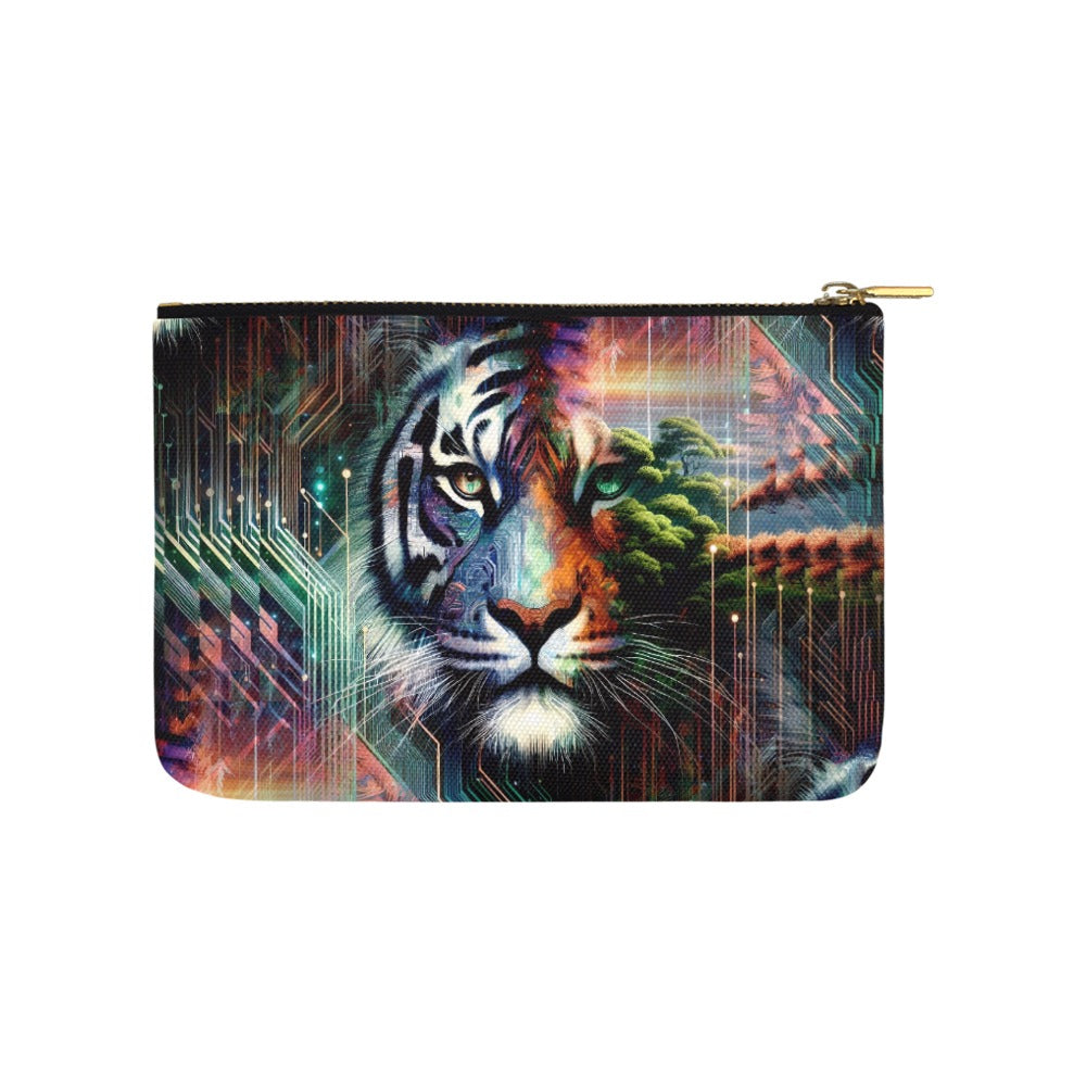 Cybernetic Jungle - Tech Nature Fusion Zip Pouch