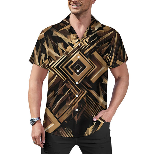 Metallic Maze - Cuban Collar Shirt - A Futuristic Fusion