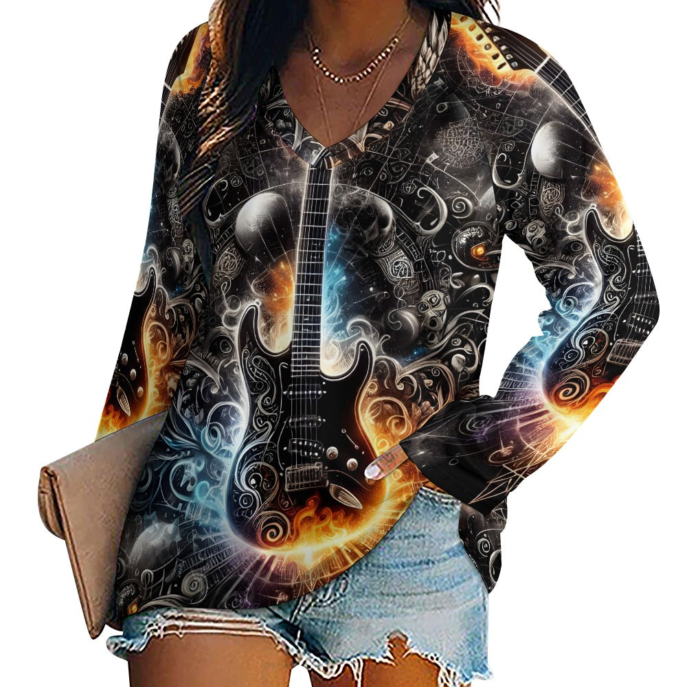 Guitar Galaxy: Where Music Meets the Cosmos Women's tee